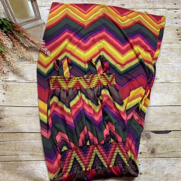 Sunny Taylor Strappy Maxi Dress sundress Bold Print Womens Small - Picture 1 of 6